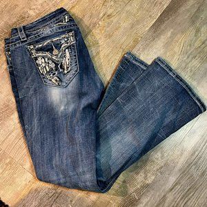Distressed Miss Me Boot Cut - Mid Ride Jeans Size 30